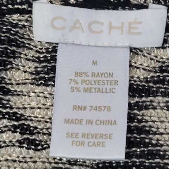 Cache Open Front Cardigan Womens Medium Black Animal Print Metallic Mobwife - Picture 3 of 4